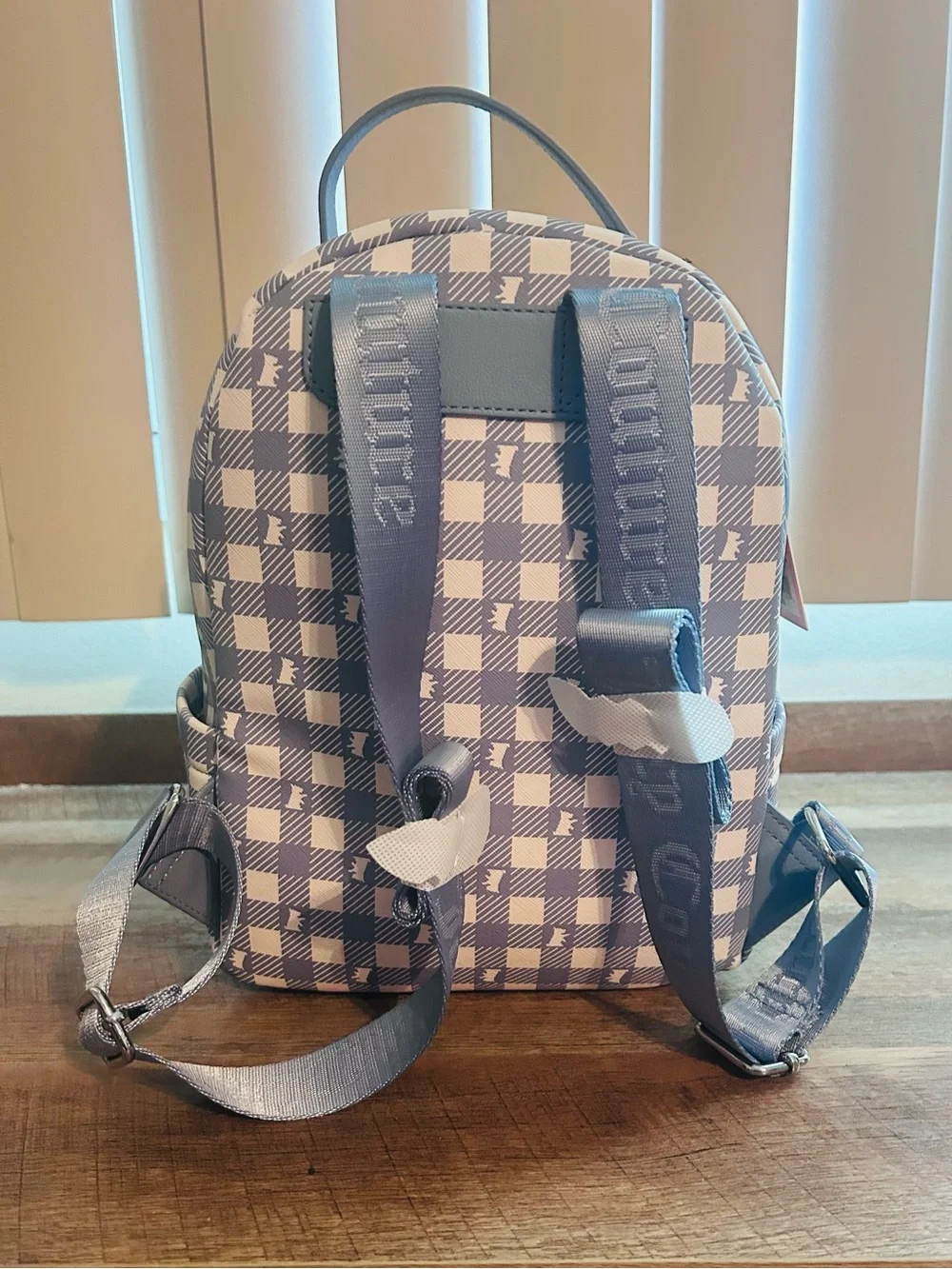 Juicy Couture Study In Style w/scottie Backpack w/ Plush Charm, Dusty Blue Color